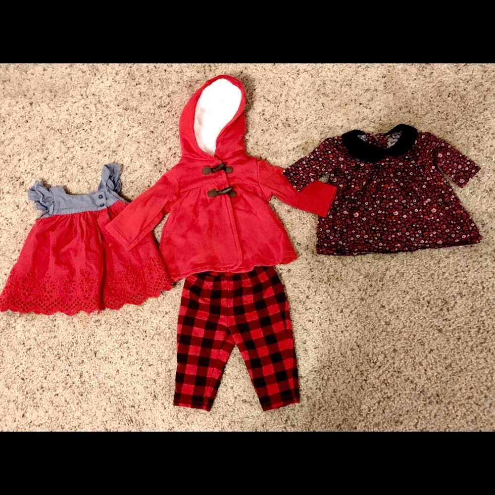 3 Month,  Pea Coat, Jacket, Floral Dresses, Red